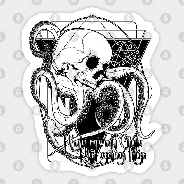 In his house at R'lyeh dead Cthulhu waits dreaming Sticker by Von Kowen